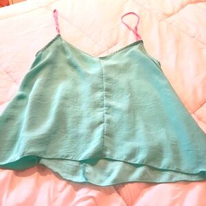 Twlelth+lowne mint green tank w bright pni coral straps